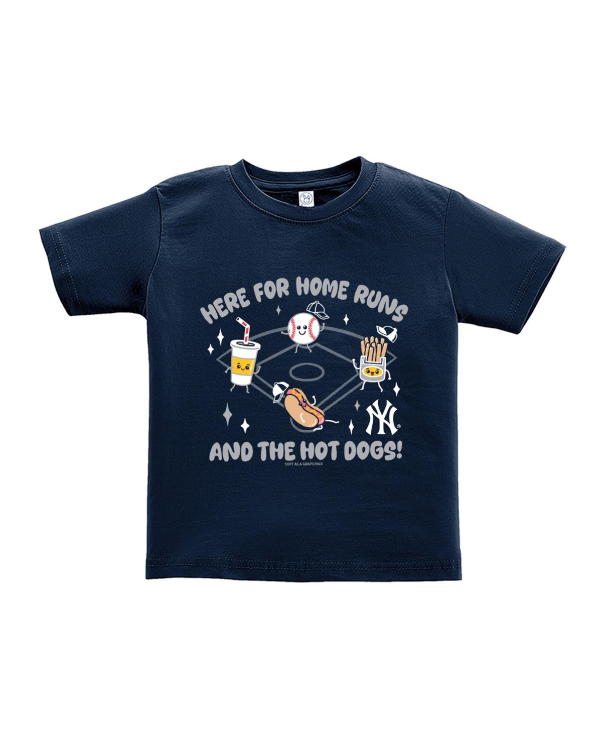 Soft As A Grape Boys' and Girls' 2T-5T New York Yankees Cartoon-Inspired Food-Themed T-Shirt