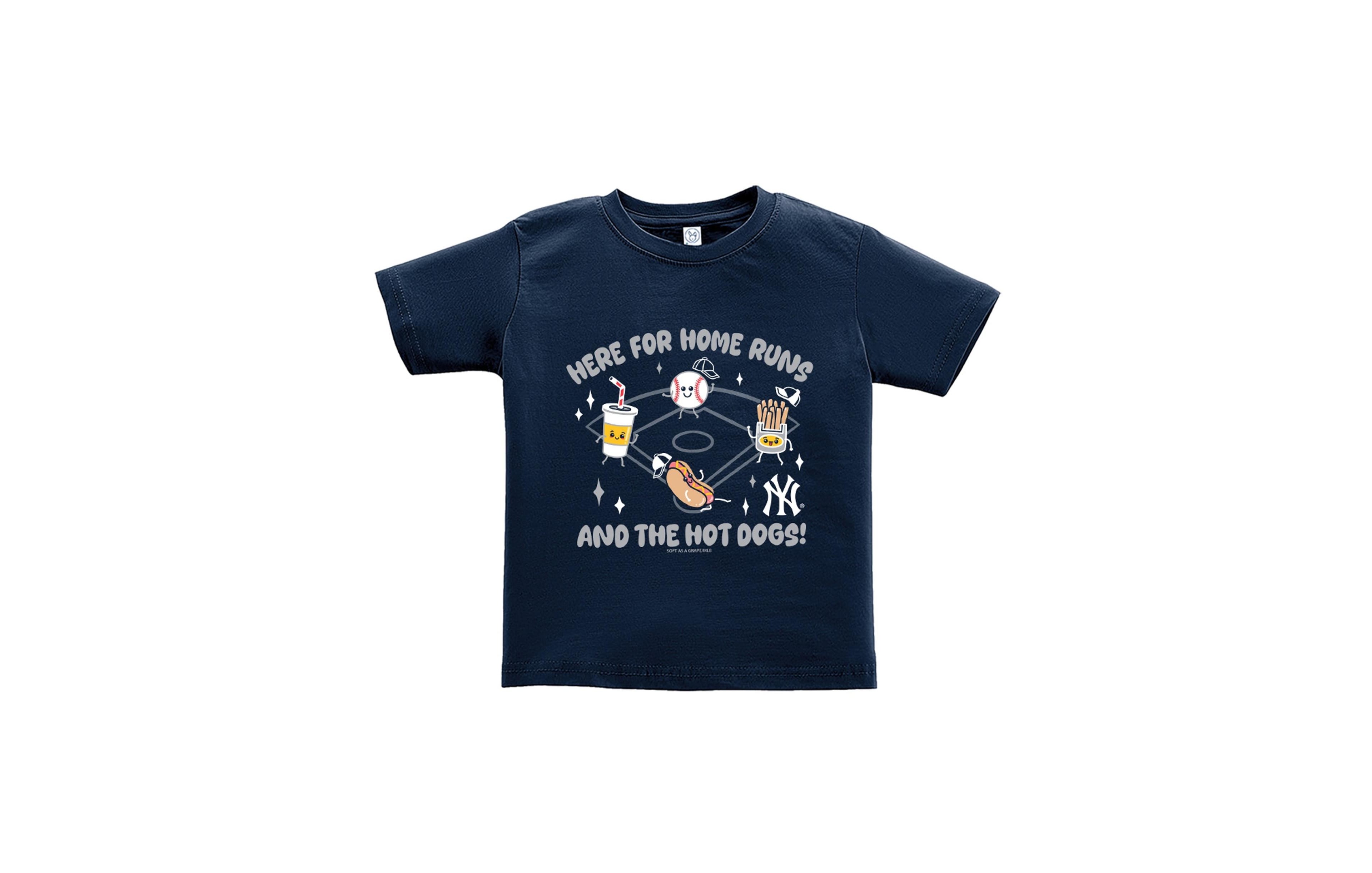 Soft As A Grape Boys' and Girls' 2T-5T New York Yankees Cartoon-Inspired Food-Themed T-Shirt