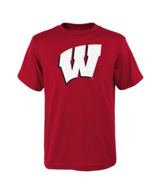 Big Boys and Girls Red Wisconsin Badgers Primary Logo T-Shirt