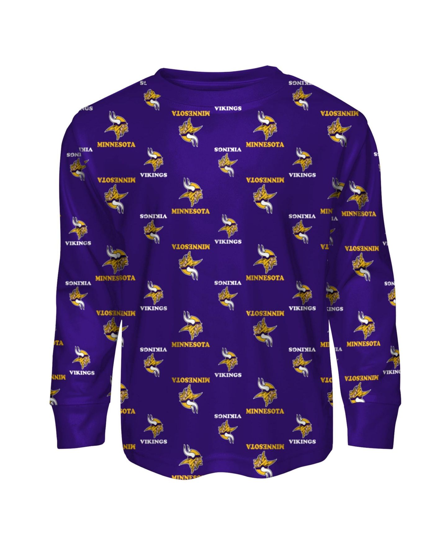 Детские пижамы Outerstuff Big Boys and Girls Purple Minnesota Vikings All-Over-Print Long Sleeve T-Shirt and Pants Sleep Set — фото 2