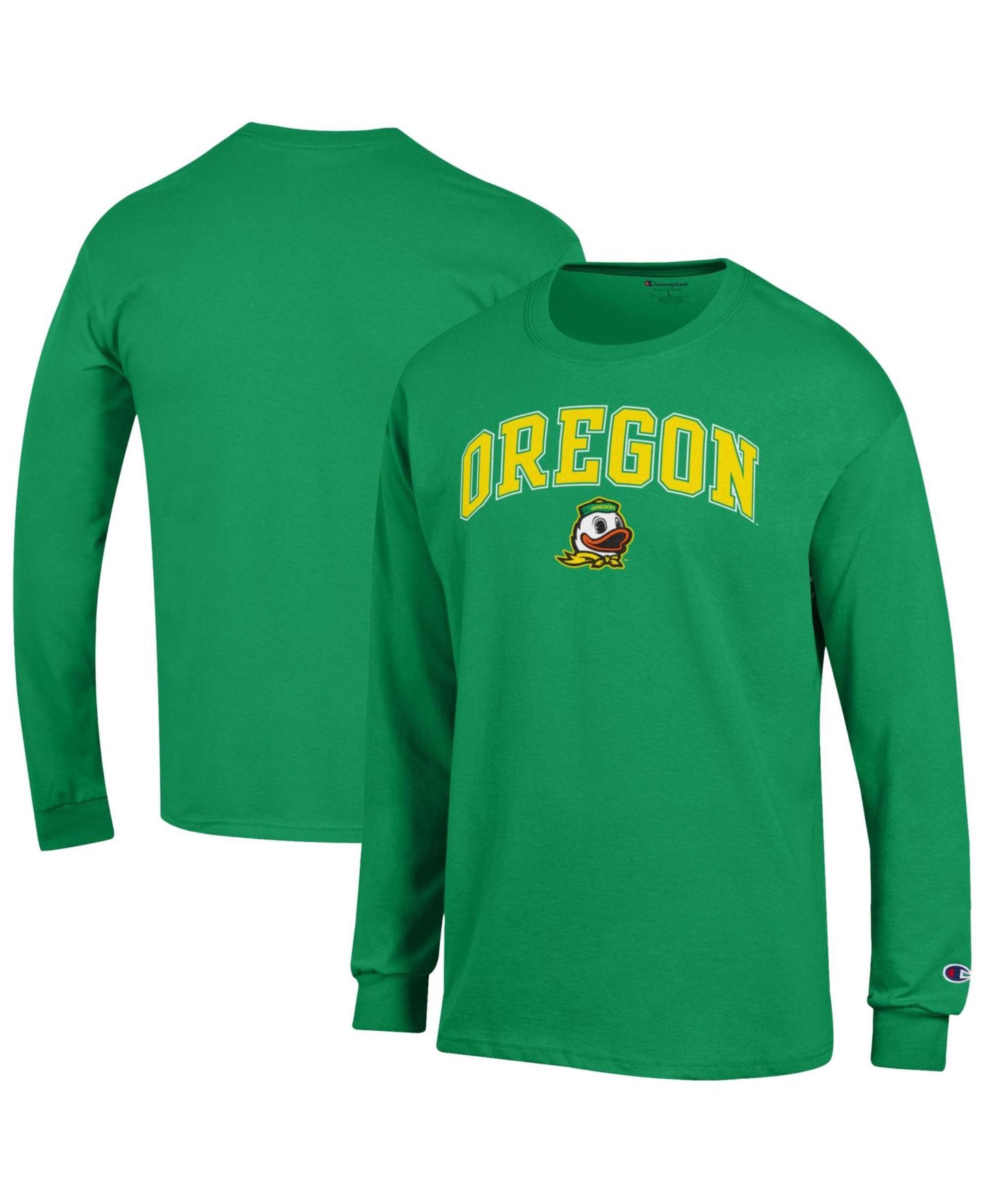 Мужская футболка Champion Green Oregon Ducks Arch Over Logo Long Sleeve — фото 1