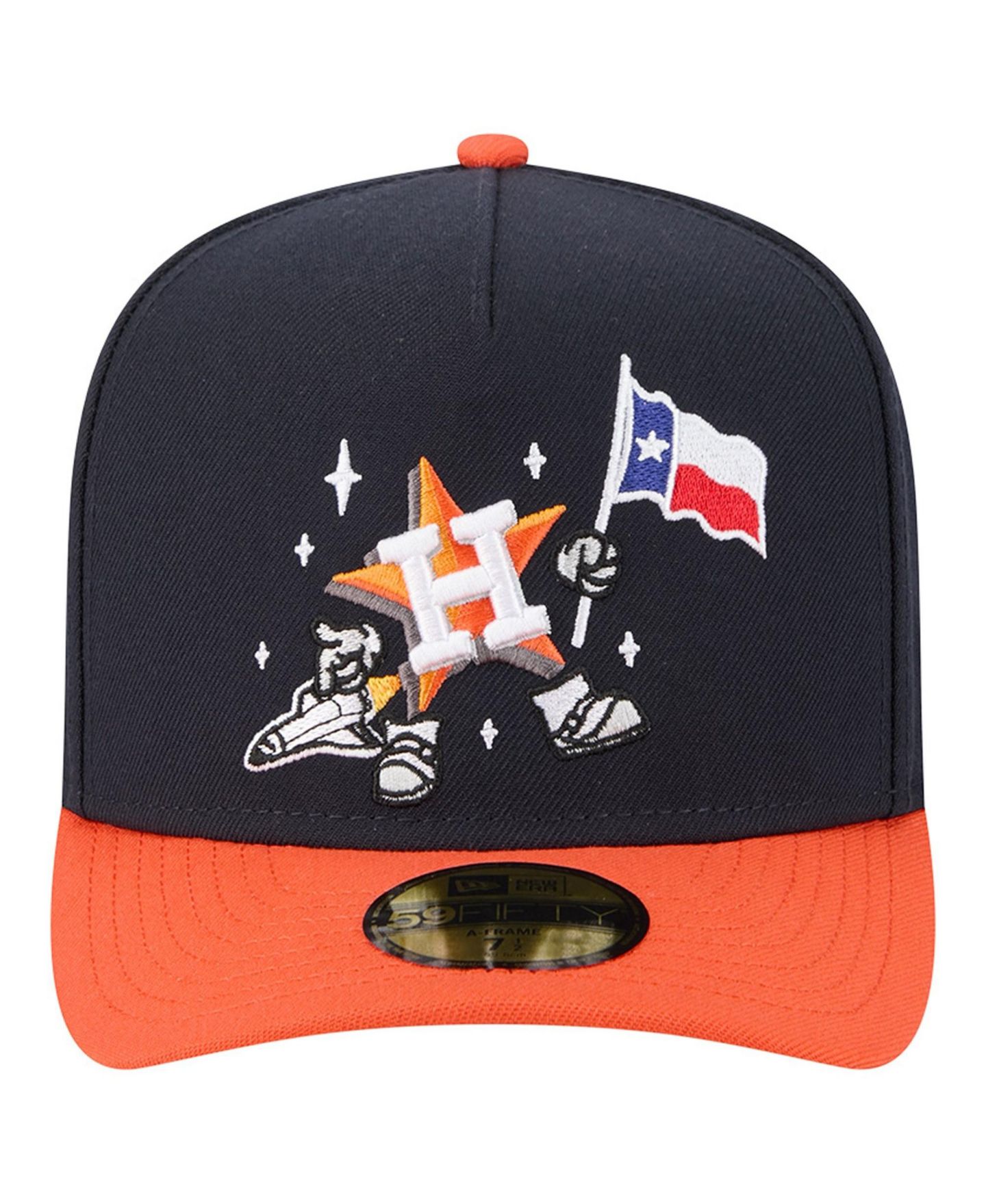 Мужская кепка New Era Navy/Orange Houston Astros Cartoon A-Frame 59FIFTY Fitted Hat — фото 2