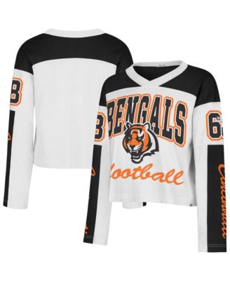 Women's '47  White Cincinnati Bengals Exclamation Metro V-Neck Long Sleeve Jersey T-Shirt