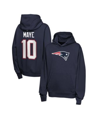 Big Boys and Girls Drake Maye Navy New England Patriots Name & Number Club Fleece Hoodie