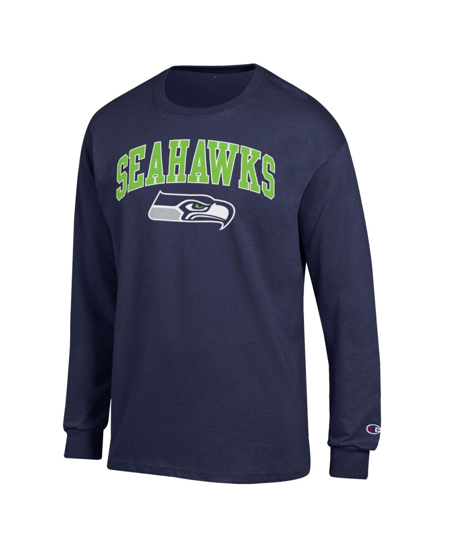 Мужская футболка Champion College Navy Seattle Seahawks Arch Over Logo Long Sleeve — фото 2