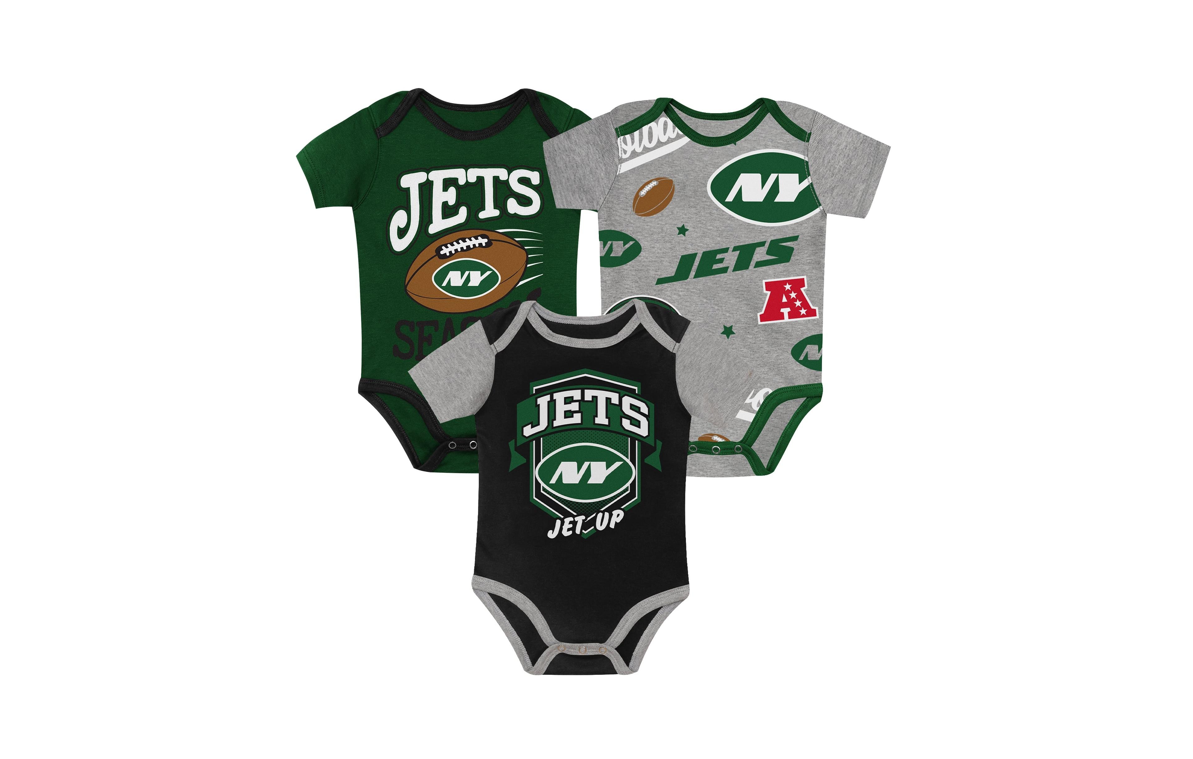 Outerstuff Baby Boys' and Girls' New York Jets First Round Pick Short-Sleeve Screen-Print Bodysuits, 3-Piece Set