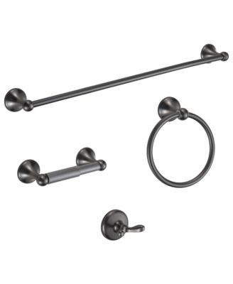 4 Pieces Bathroom Accessory Set Towel Bar Hardware Wall Mounted