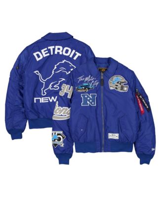 Men's Blue Detroit Lions MA-1 Full-Zip Bomber Jacket