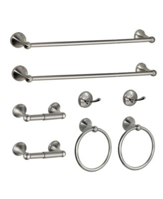 8 Pieces Bathroom Hardware Set Towel Bar Ring Toilet Paper Holder Hook