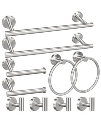 10pieces 16"Bathroom Hardware Set Brushed Nickel Towel Bar Toilet Paper Holder Robe Hook