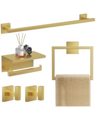 5Pieces 23.6" Bathroom Hardware Set Towel Bar Toilet Paper Holder Shelf