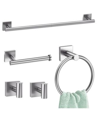 5 Pieces 23.6" Towel Bar Set Bathroom Hardware Stainless Steel Wall Mounted Holder
