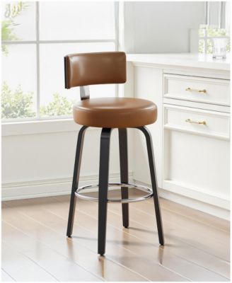 26" Mid-Century Swivel Bar Height Bar Stools, Faux Leather Kitchen Stools