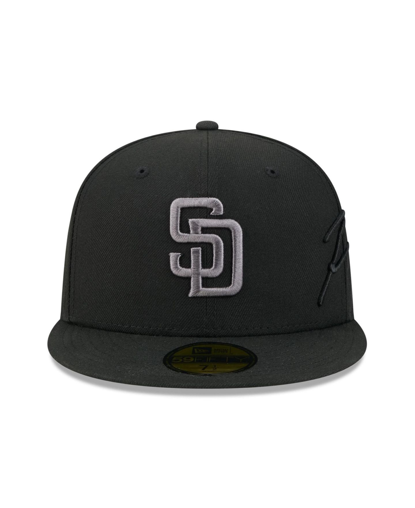 Мужская кепка New Era Black San Diego Padres Side Script 59FIFTY Fitted Hat — фото 2