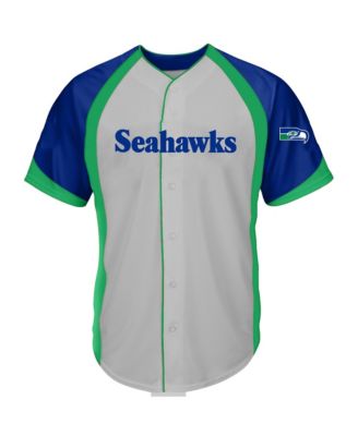 Men's  Gray Seattle Seahawks Big & Tall Button-Up Raglan Fashion Top
