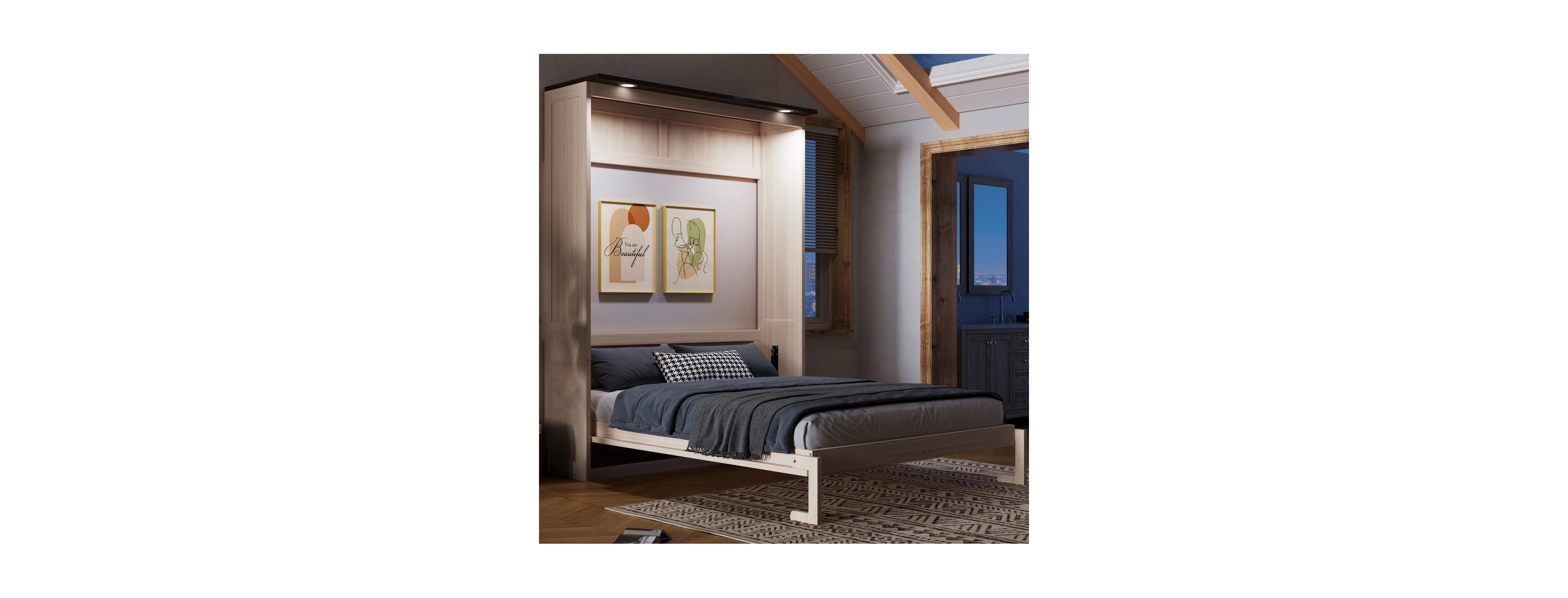 Streamdale Furniture Queen Size Murphy Bed with Led
