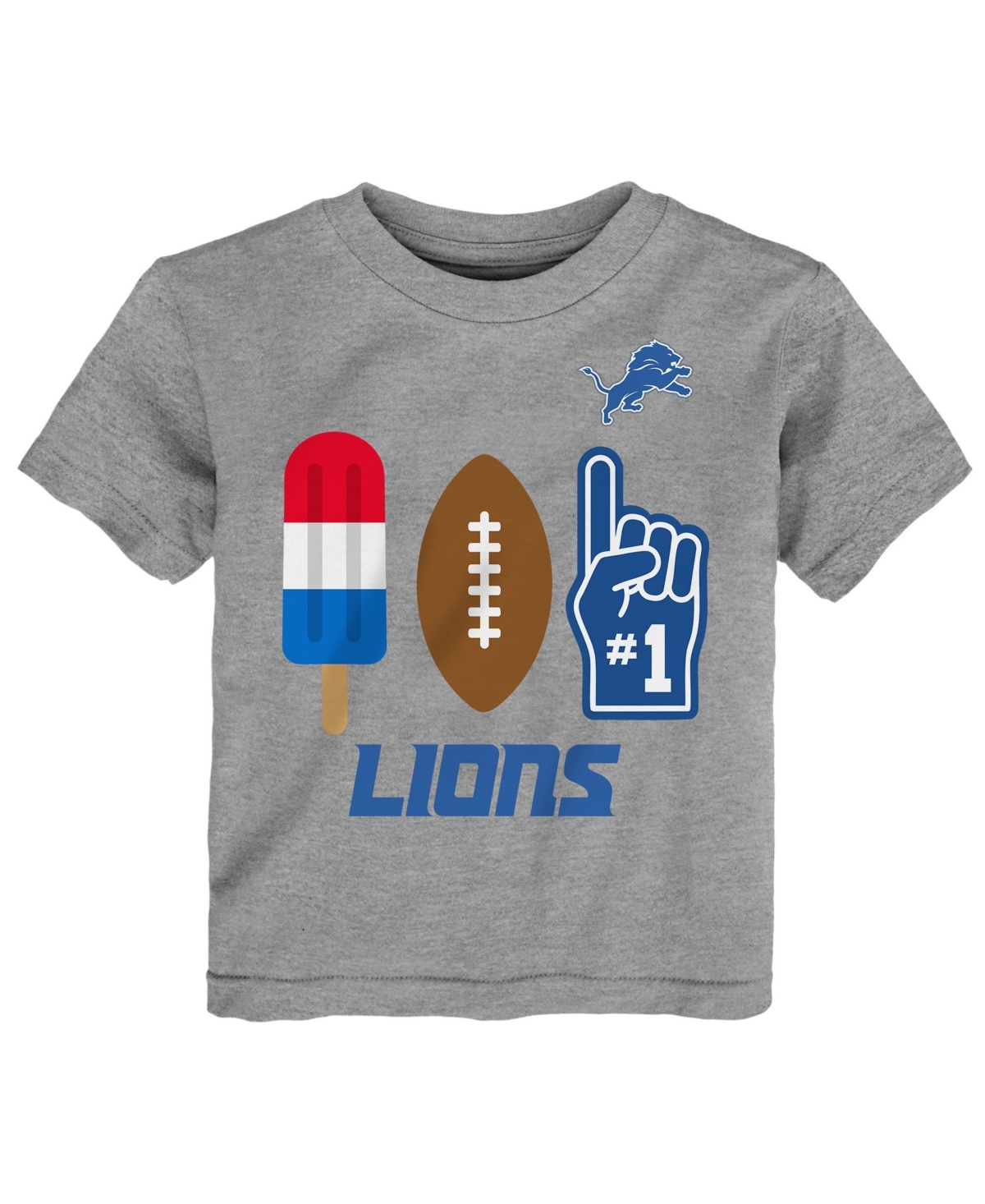 Nfl Boys' and Girls' 2T-5T Detroit Lions Americana Pop Screen-printed T-Shirt - Heather Gray