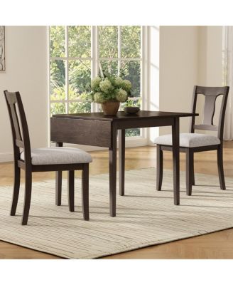 Drop Leaf Folding Dining Table Set for 2, Scandinavian Dinette, Upholstered Dining Side Chairs, Solid Rubberwood Legs, Space-Saving