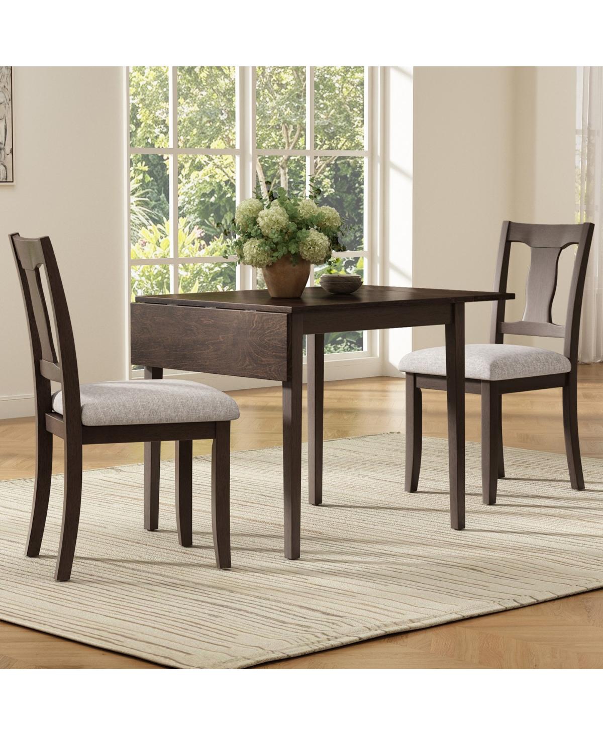 Maison Boucle Drop Leaf Folding Dining Table Set for 2, Scandinavian Dinette, Upholstered Side Chairs, Solid Rubberwood Legs, Space-Saving