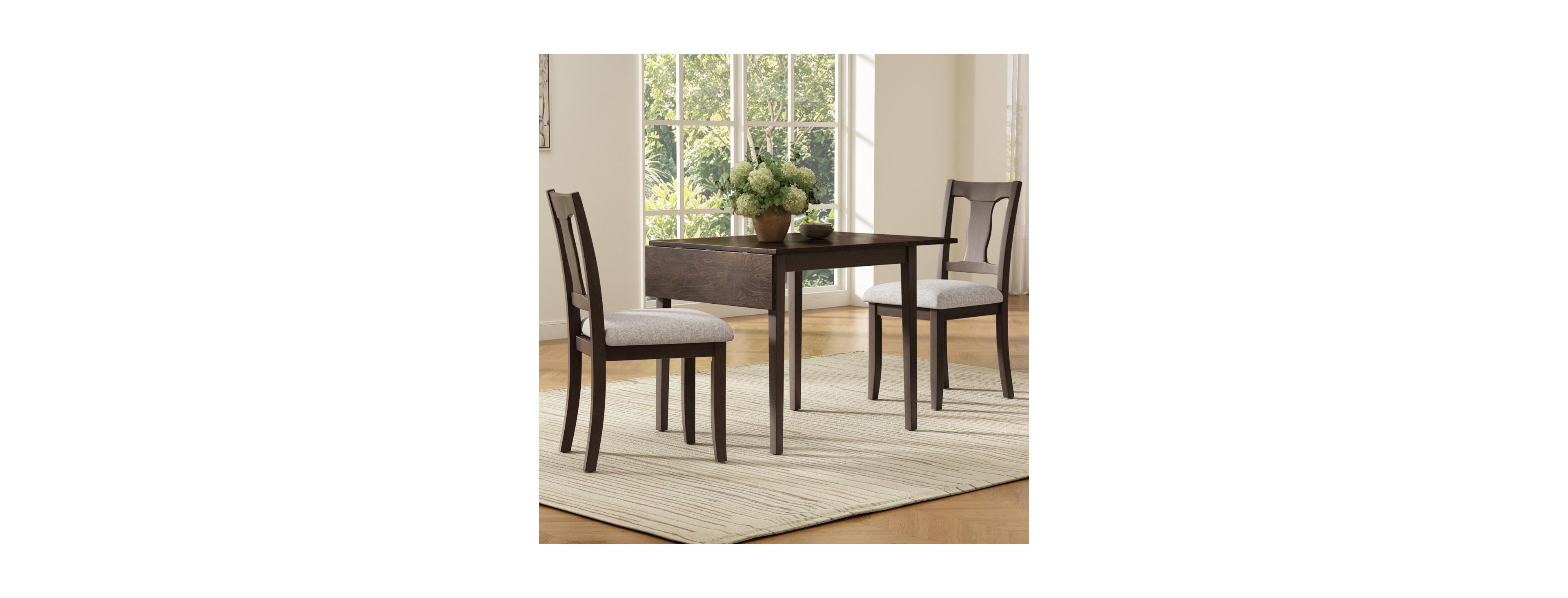 Maison Boucle Drop Leaf Folding Dining Table Set for 2, Scandinavian Dinette, Upholstered Side Chairs, Solid Rubberwood Legs, Space-Saving