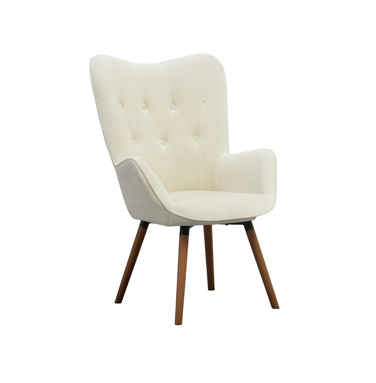 Roundhill Furniture Doarnin Contemporary Silky Velvet Tufted Button Back Accent Chair - White