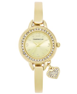 Charter Club - Women's Heart Charm Bangle Bracelet Watch 26mm