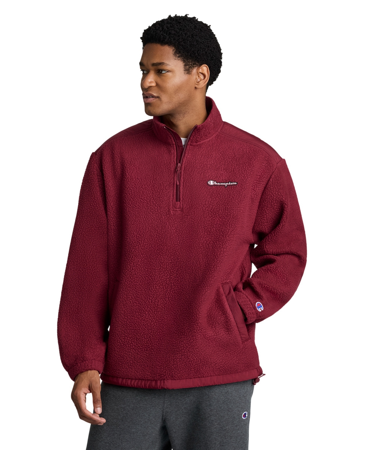 Champion Men's Polar Fleece Quarter-Zip Pullover - Maroon