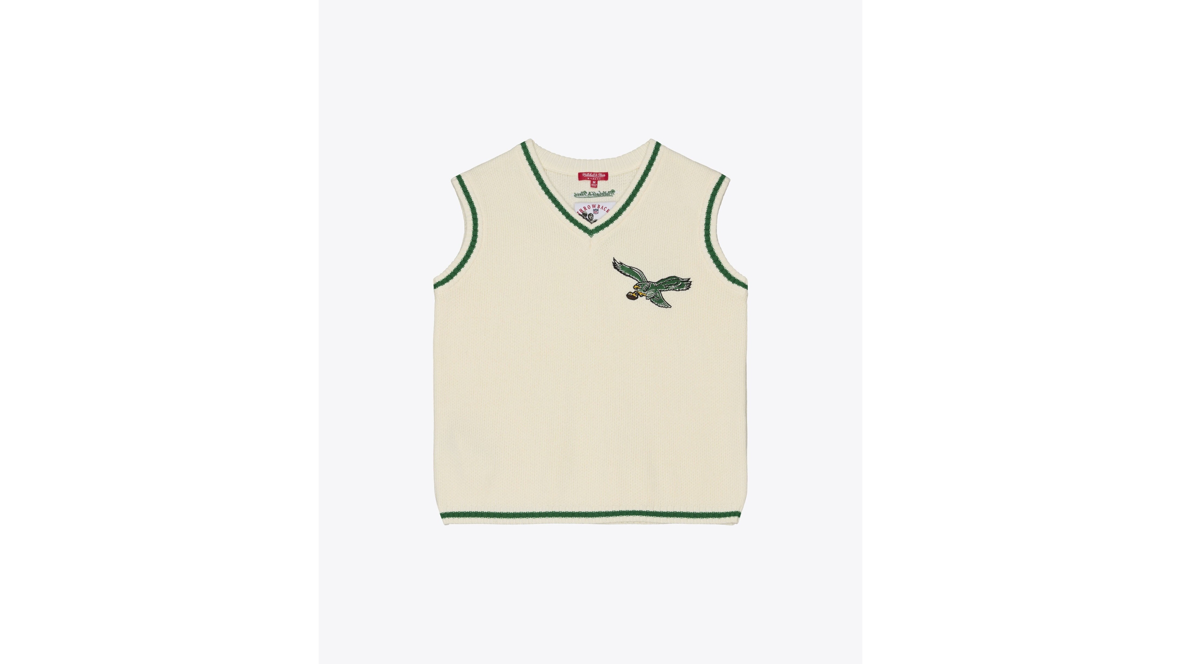 Mitchell & Ness Women's Philadelphia Eagles Retro Roots V-Neck Midweight Sweater Vest