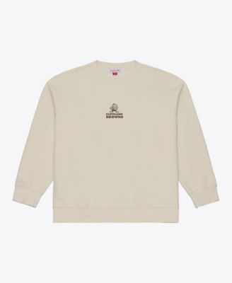 Men's Cream Cleveland Browns Core Essentials Micro Logo Fleece Sweatshirt