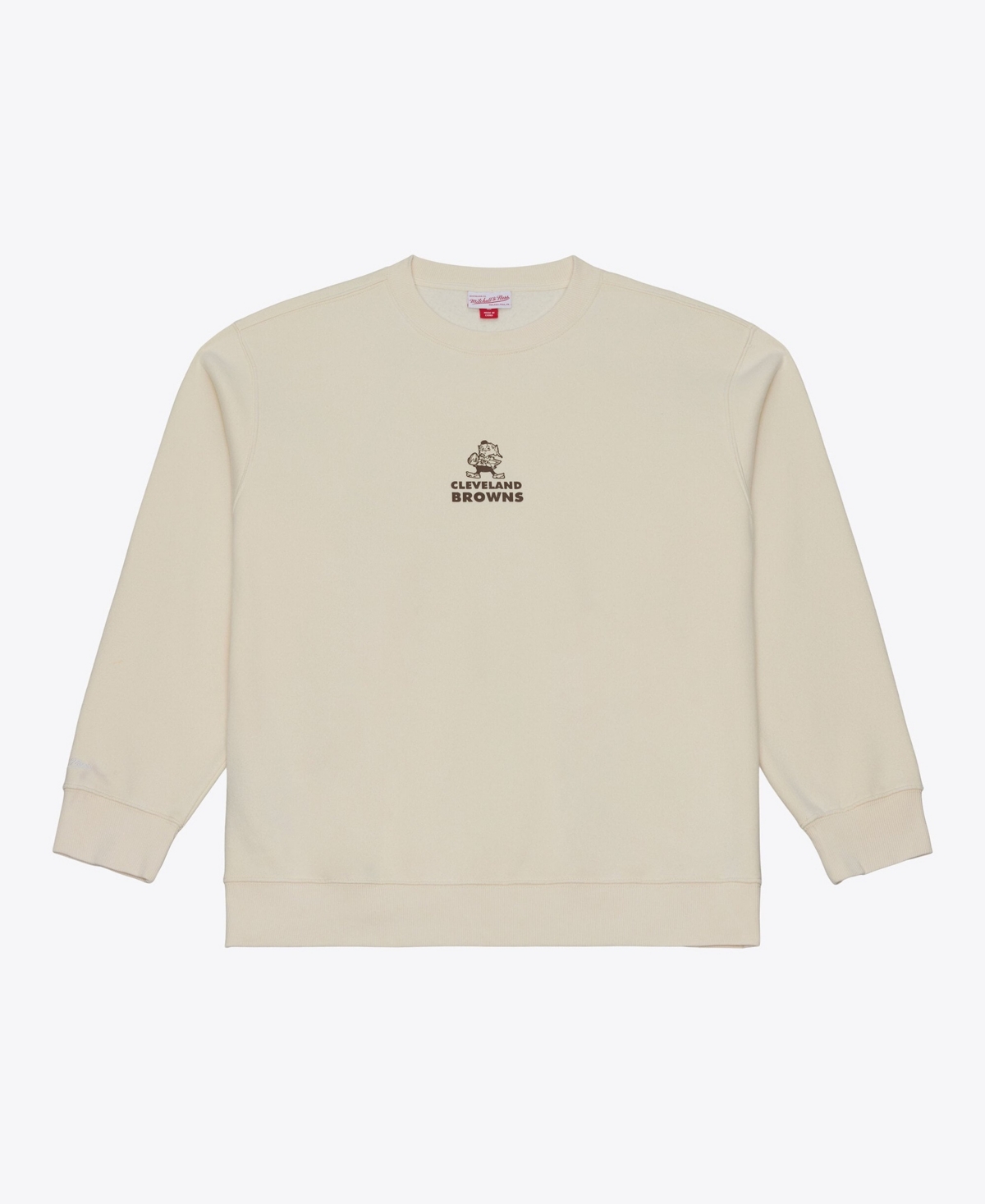 Mitchell & Ness Men's Cleveland Browns Core Essentials Crewneck Fleece Sweatshirt - Cream