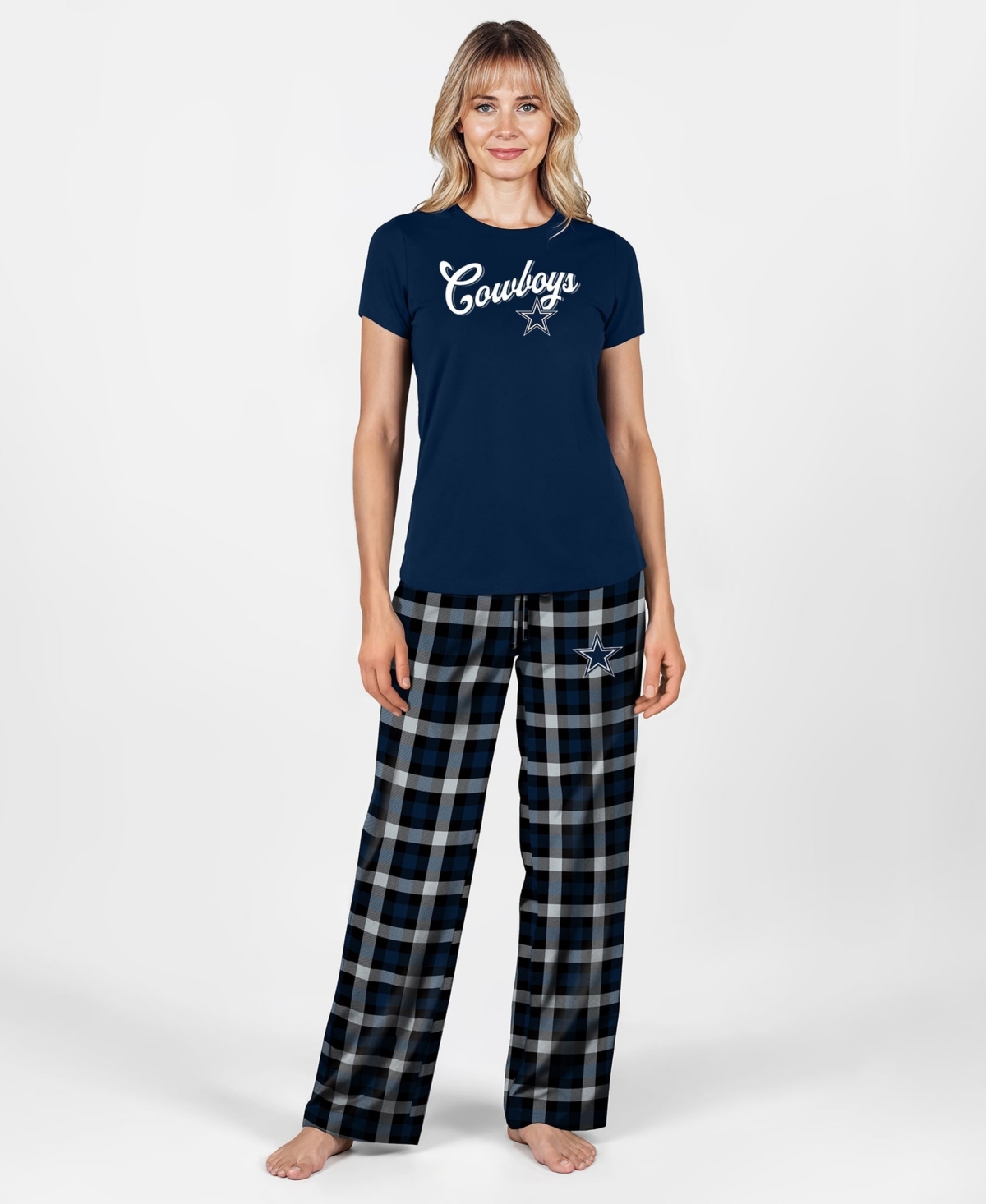 Concepts Sport Women's Highland Dallas Cowboys Plaid T-Shirt and Pajama Pants, 2-Piece Set