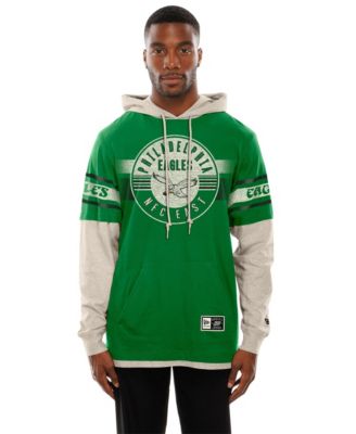 Men's  Kelly Green Philadelphia Eagles Twofer Layered Long Sleeve Hooded T-Shirt