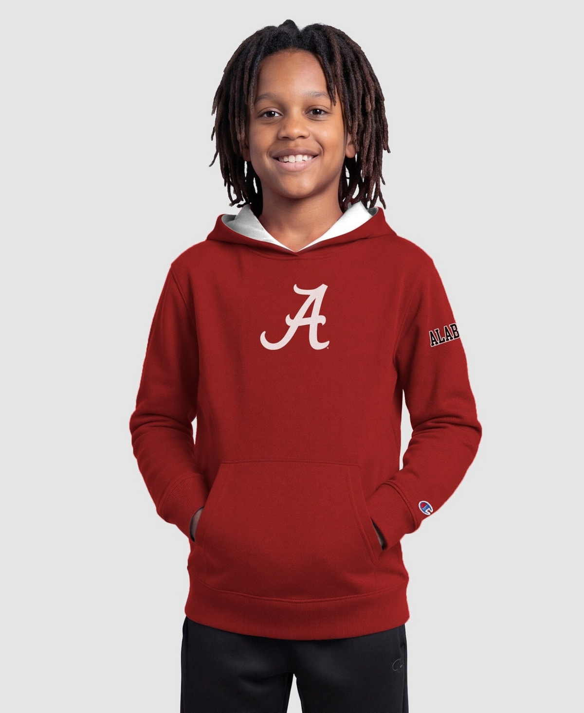 Champion Boys' and Girls' Alabama Crimson Tide Relaxed-Fit Front-Pocket Fleece Hoodie