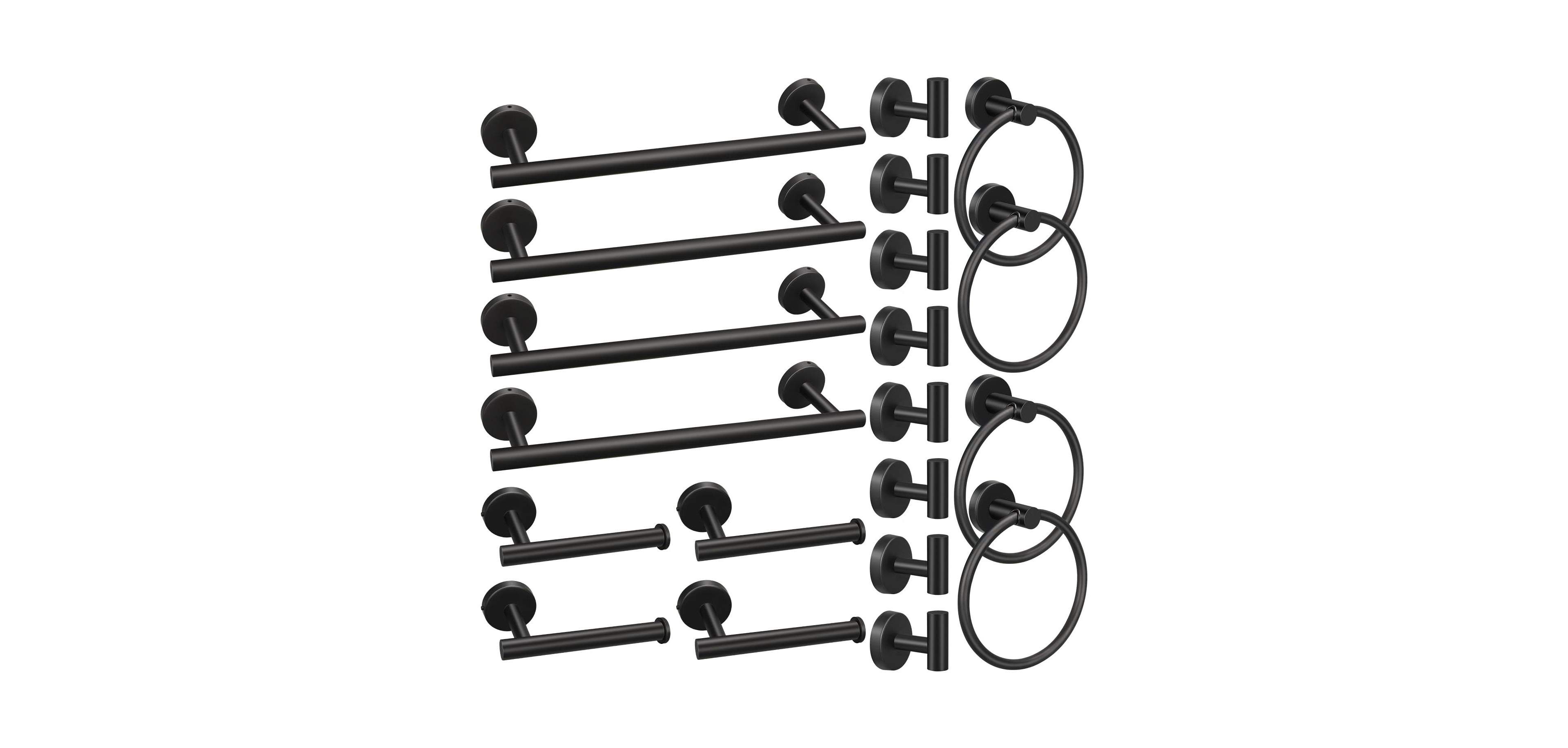 Cyqbd 20pieces 16" Bathroom Hardware Set Hand Towel Bar Toilet Paper Holder Ring Robe Hook