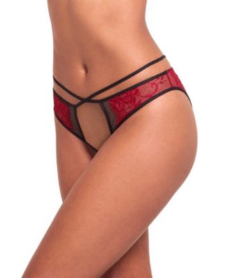 Saveria Crotchless Sheer-Mesh Floral Panty