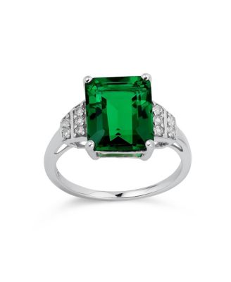 Art Deco Emerald Cocktail Statement Ring (3 ct. t.w.) in Sterling Silver