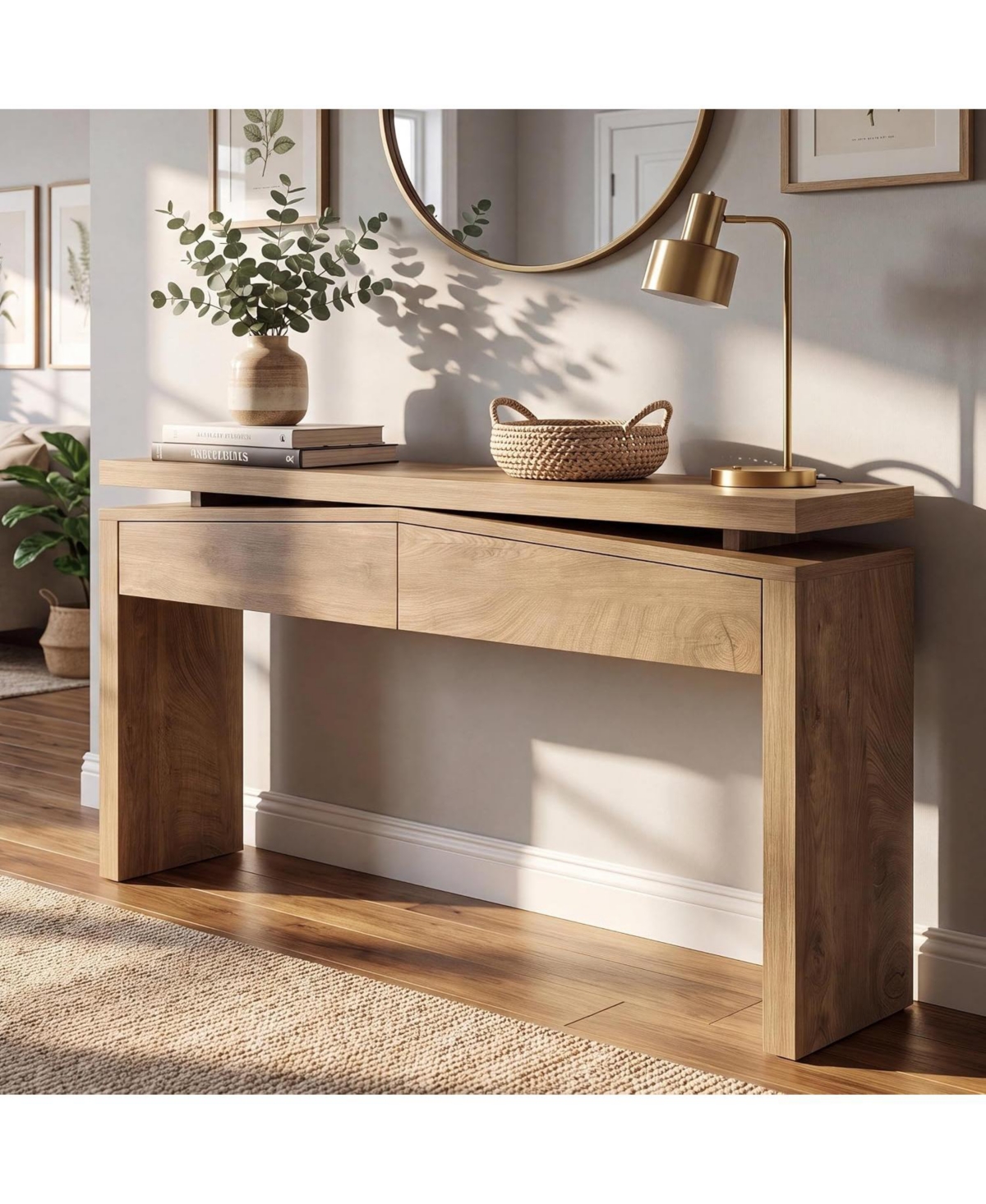 Tribesigns 59 Console Table with Drawers Modern Sofa Table Behind Couch