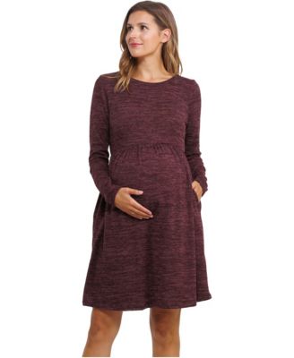 Maternity Long-Sleeve Empire-Waist Pocket Dress