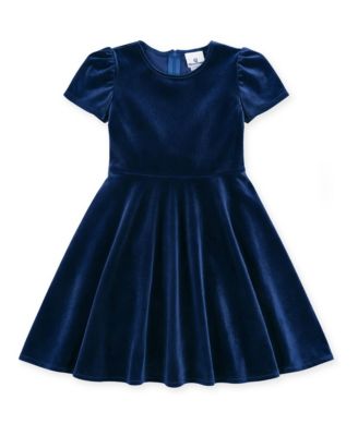Girls' 7-16 Bubble-Sleeve Stretch Velvet Dress