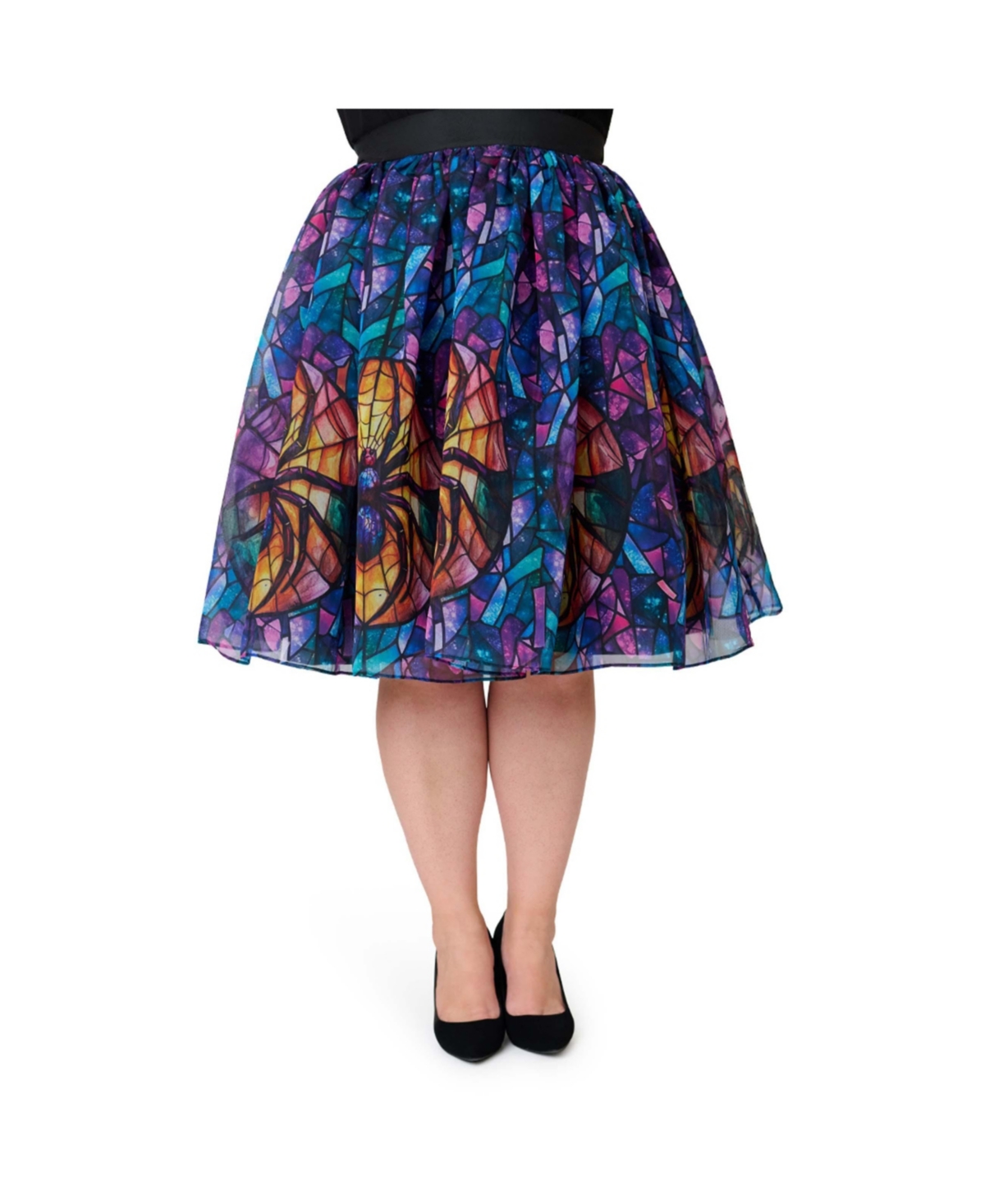 Unique Vintage Plus Size 1950s Sweetie Pie Flare Skirt - Purple spider print