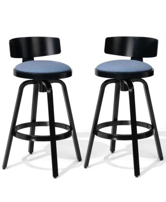 2 piece set Outdoor Sunbrella Swivel Bar Stools Aluminum Frame and Padded Cushion, 360-Degree Rotating Patio Seating