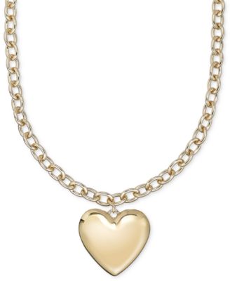 Gold-Tone Puffy Heart Pendant Necklace