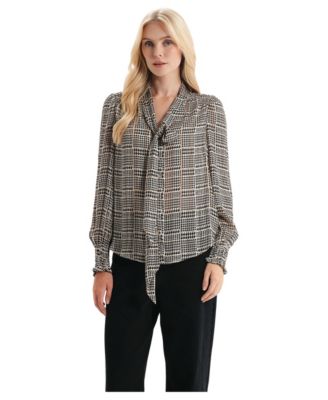 Women's Mavis Chiffon Long Sleeve Tie Neck Blouse