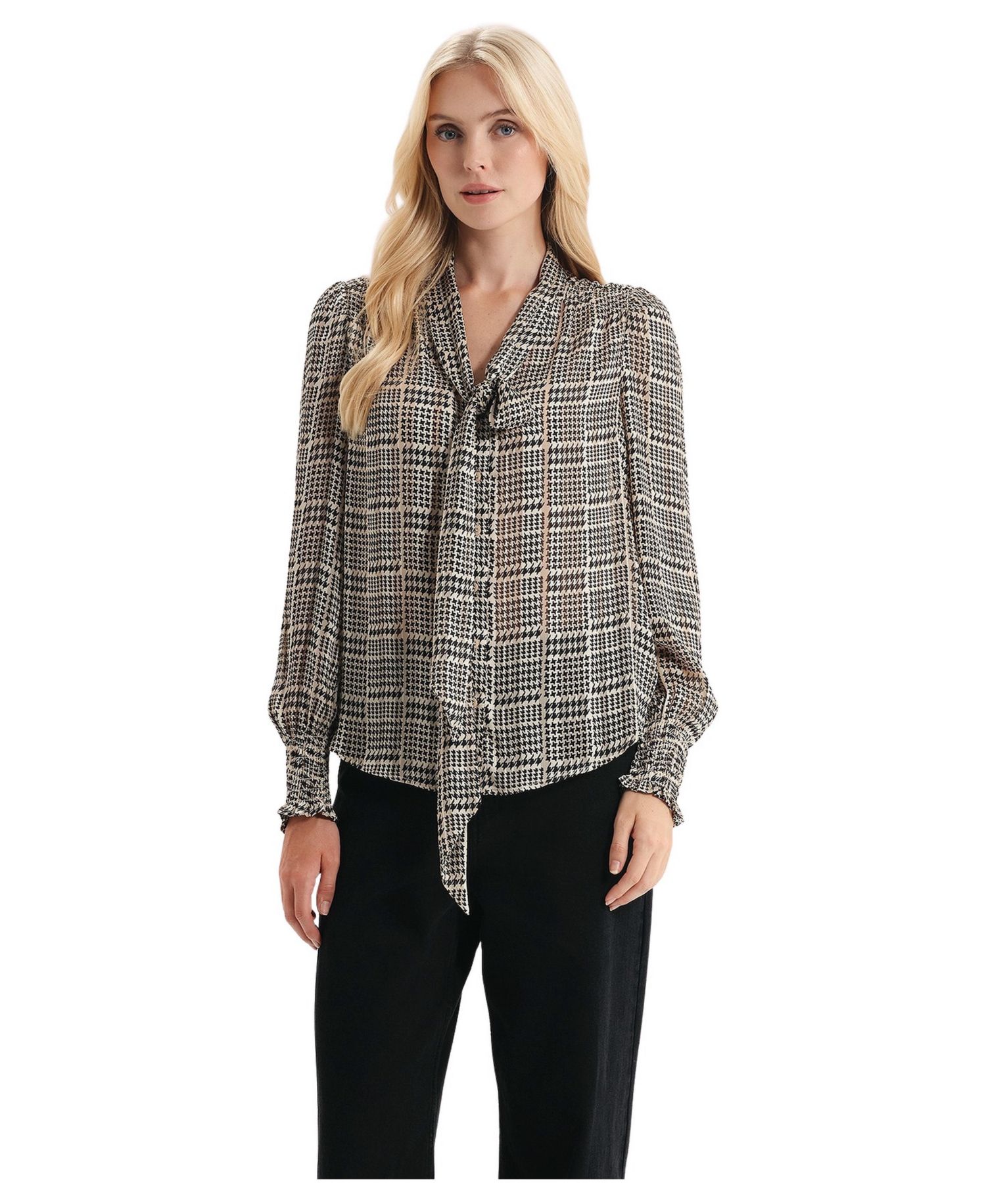 Women's Mavis Chiffon Long Sleeve Tie Neck Blouse