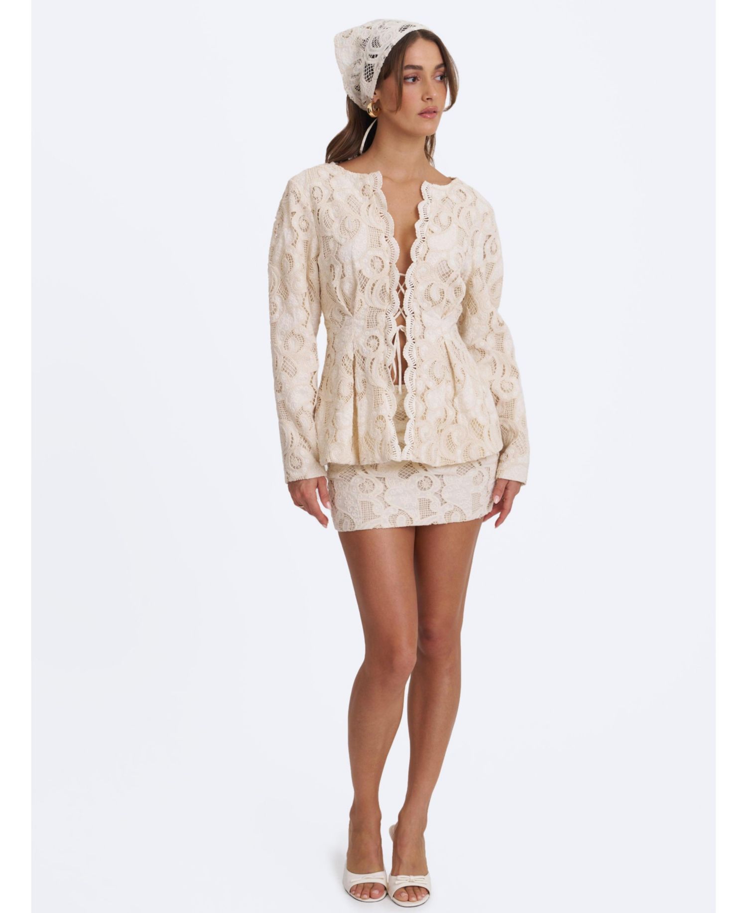Women's Wenley Puff-Sleeve Lace Cinched-Waist Top