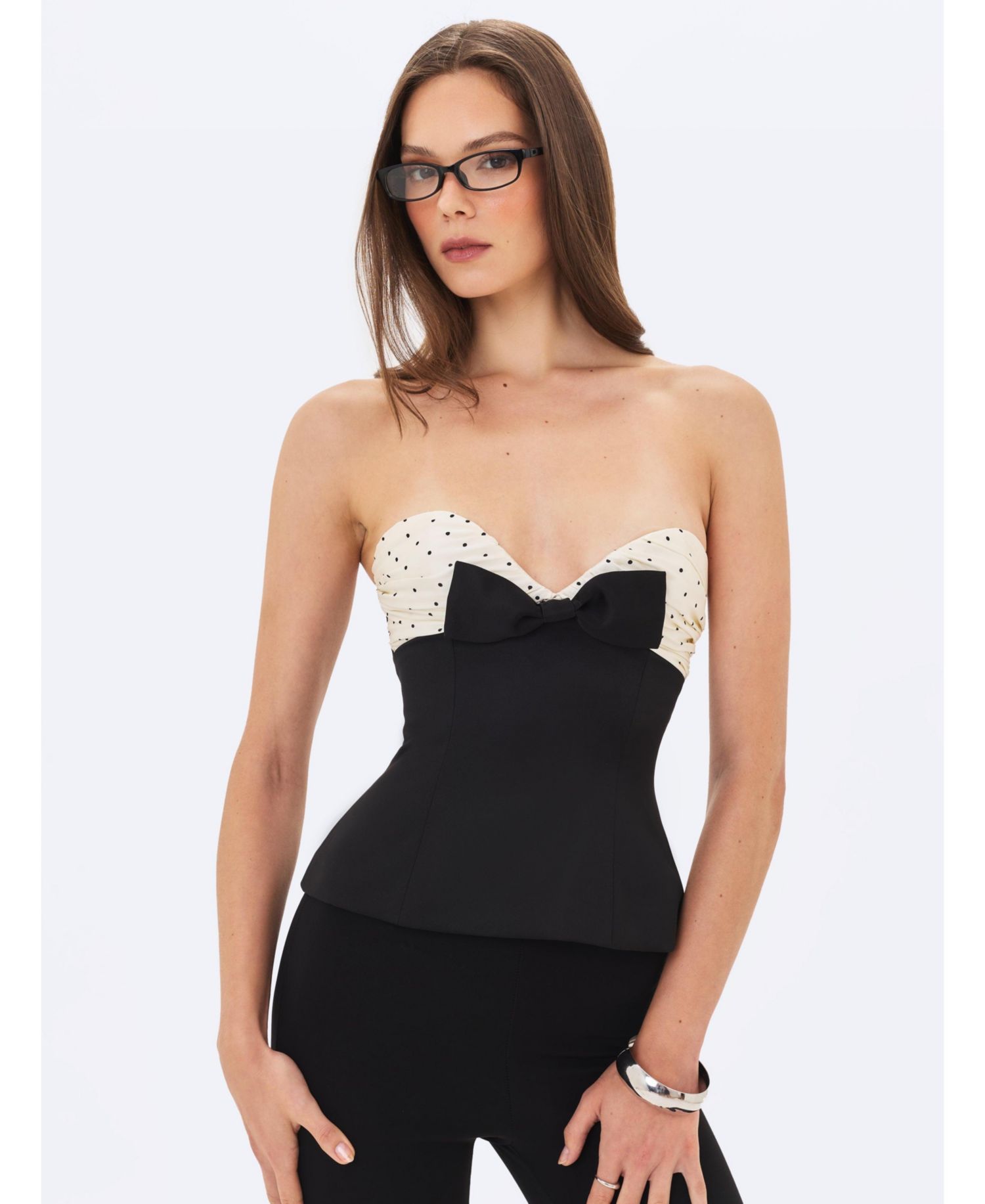 Women's Ulrike Polka Dot Sweetheart Peplum Top