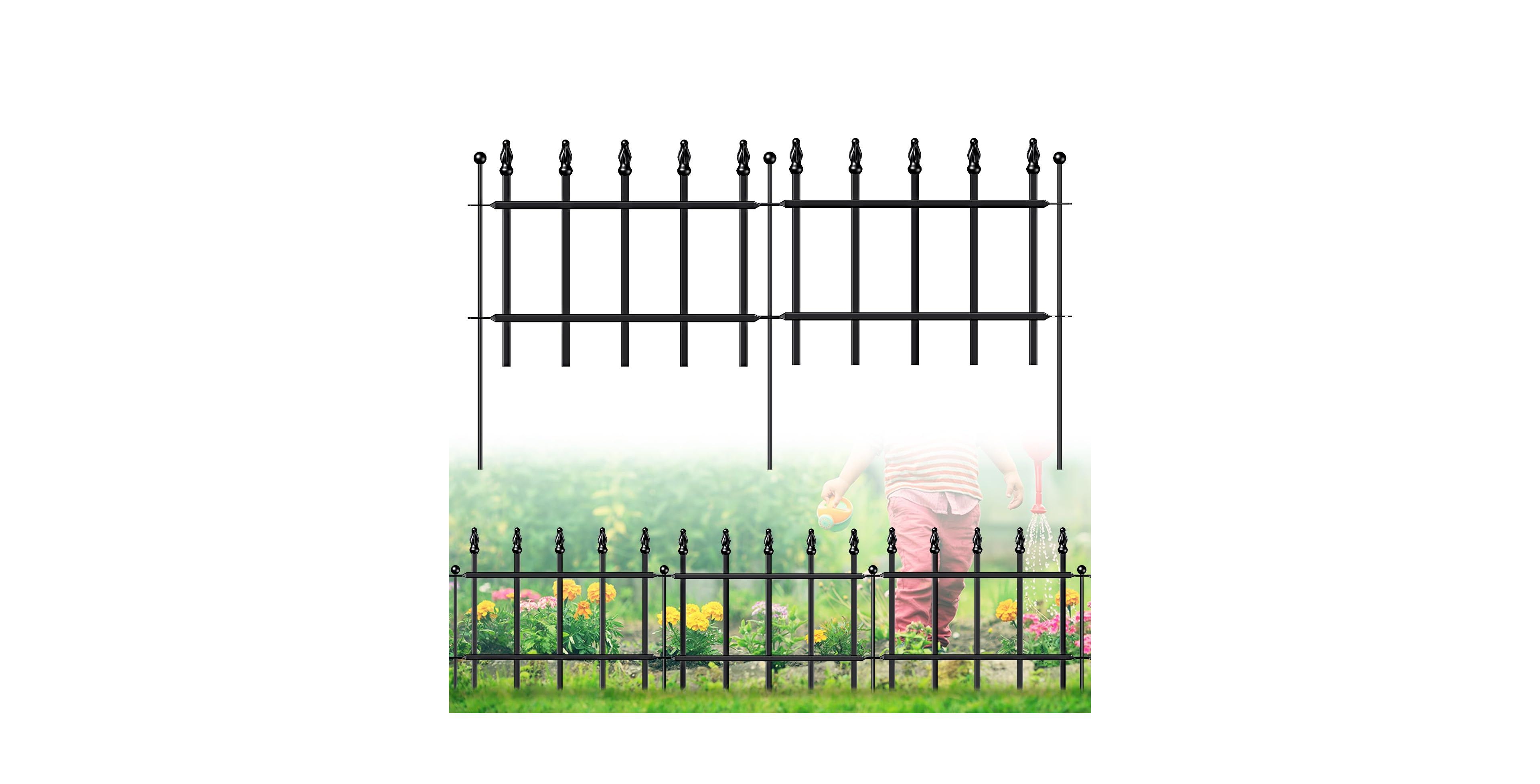 Aofar Decorative Metal Garden Fence 11IN X 6FT Small Border With Stakes