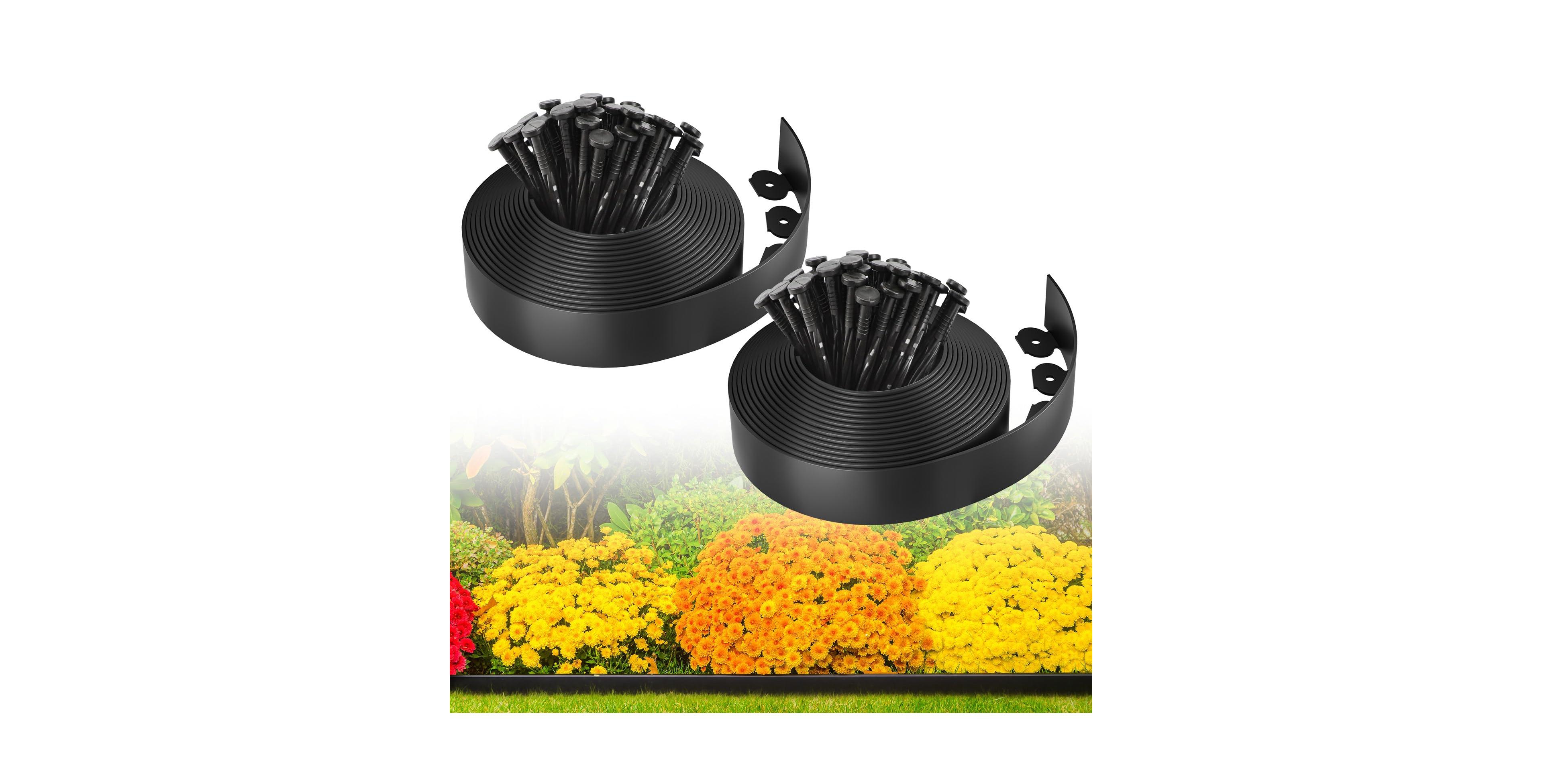 Aofar Plastic Garden Edging Border 66ft 2in 100 Stakes Flexible Tool free