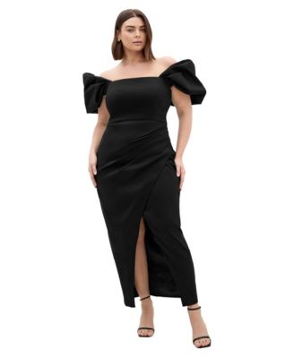 Plus Size Elyse Puff-Sleeve Off-Shoulder Maxi Dress