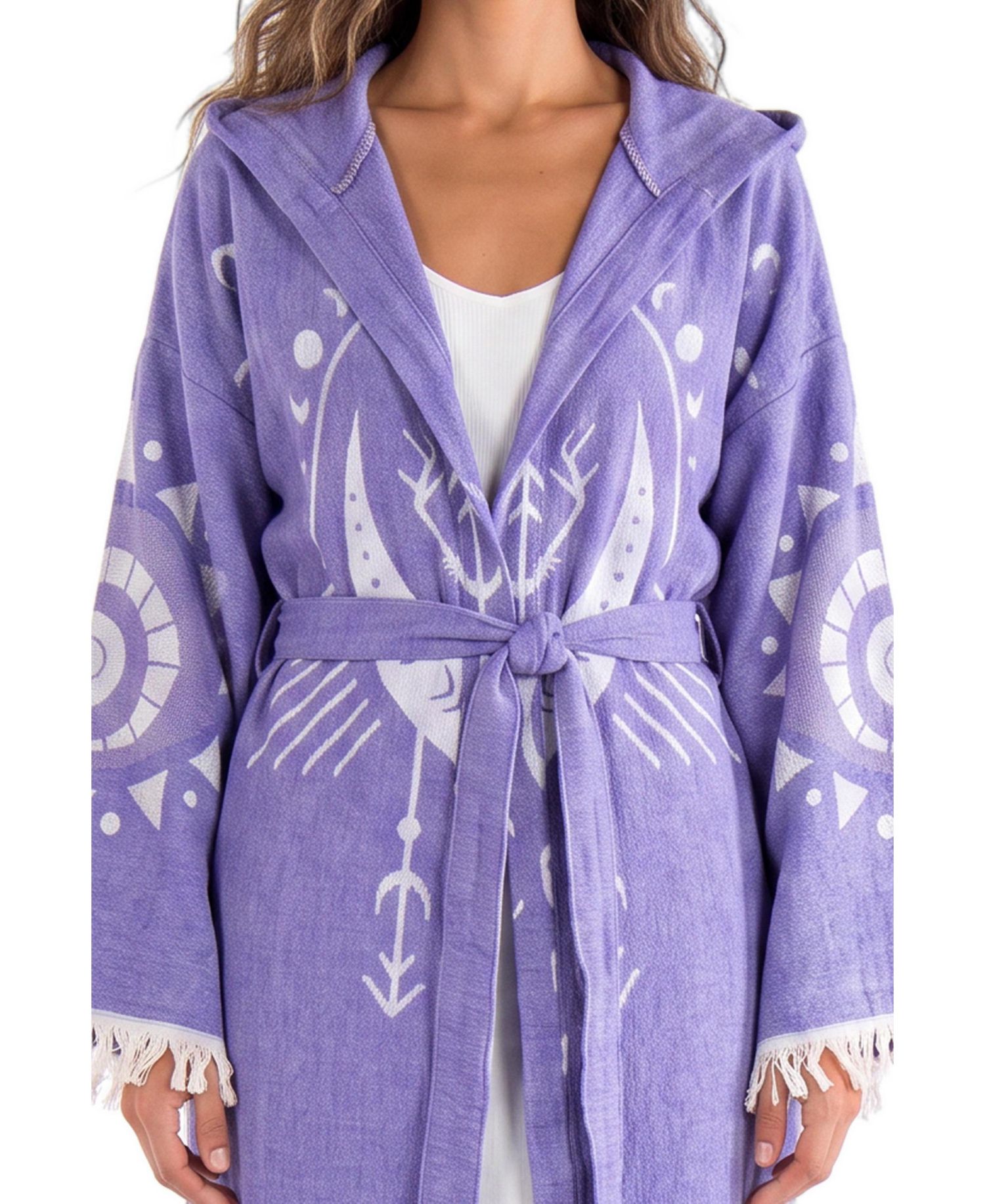 Women's Luna Handwoven Jacquard V-Neck Beach Cover-Up Robe